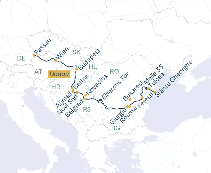 Routenplan Thurgau Prestige Passau-Tulcea