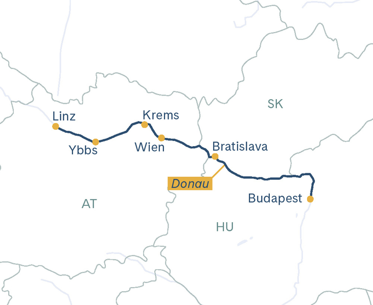 Routenplan Thurgau Prestige Linz-Budapest-Linz